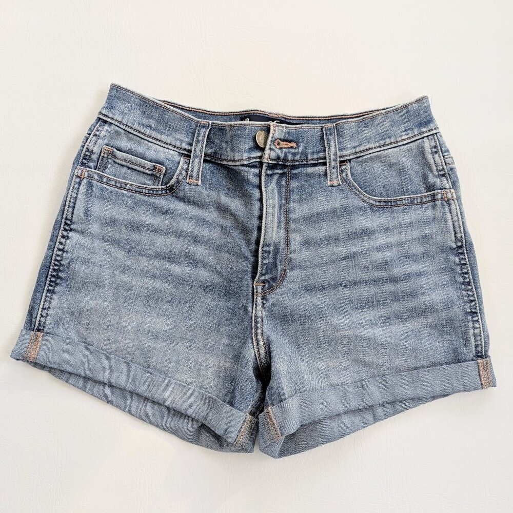 Hollister High Rise Short Cuffed Stretch Denim Shorts Size 9/8 Y2K
